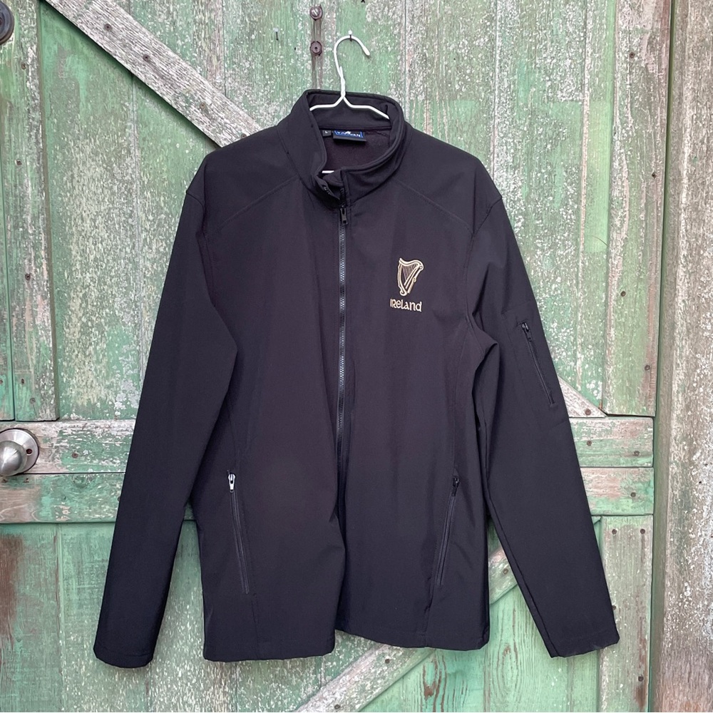 Ireland Harp Emblem DOLEMAN Clothing Mens Black All Weather Jacket Large